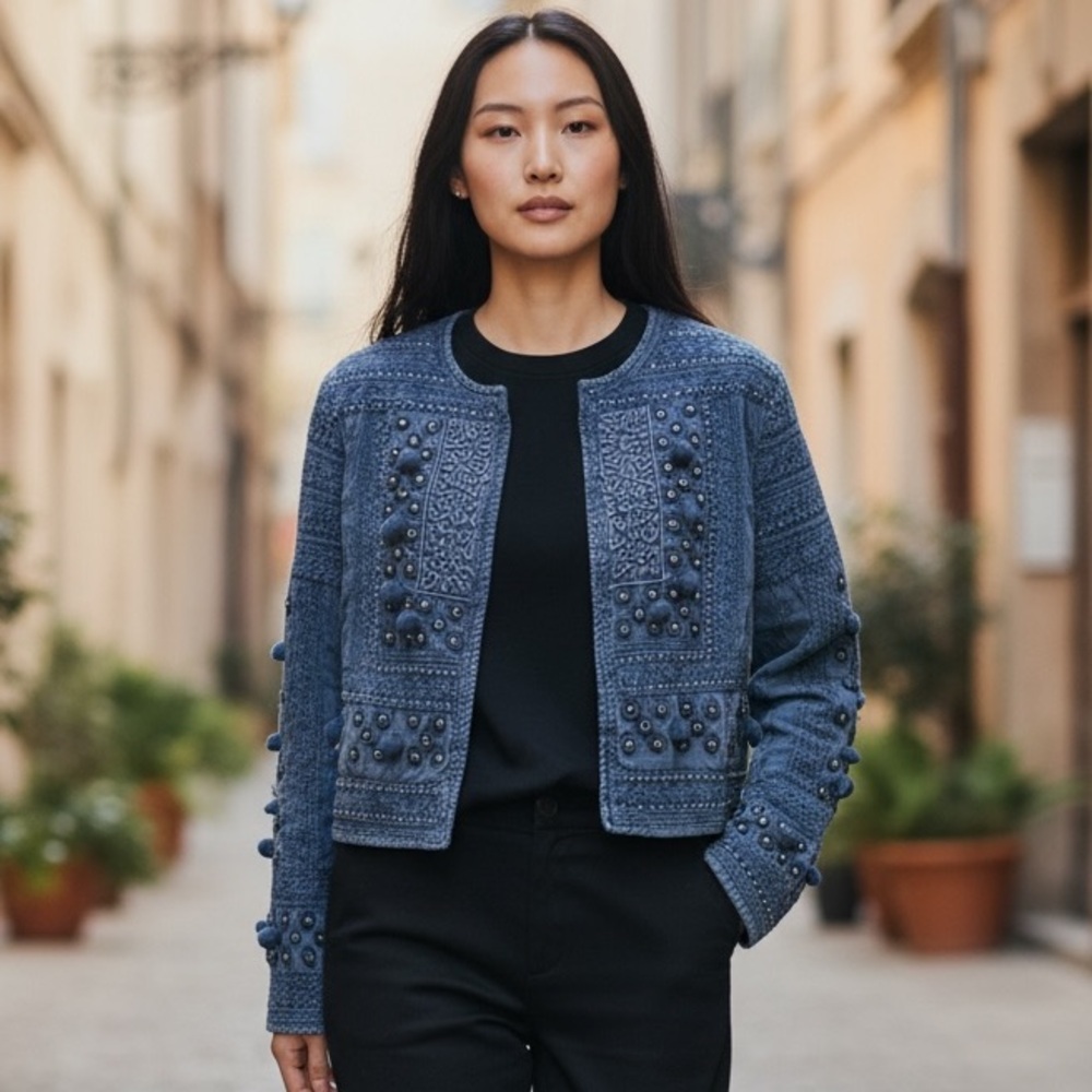 Soft Surroundings Embellished Open Front Jacket - EUC